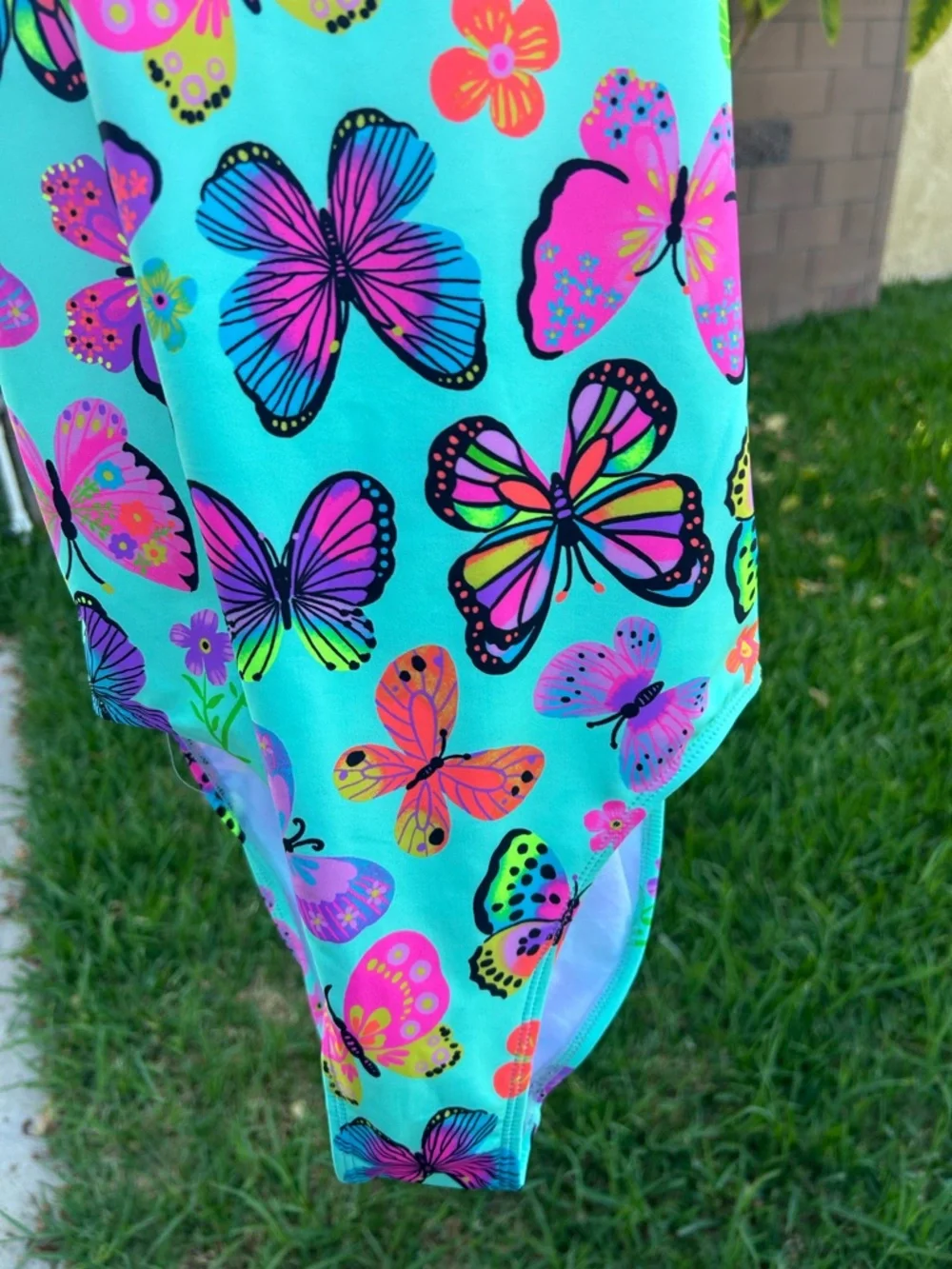 The children’s place Girls' Butterfly Print One-Piece Swimsuit - Aqua & Neon